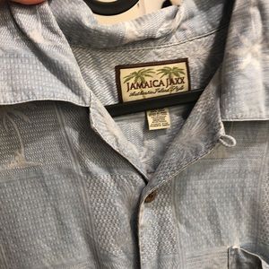 Vintage 100% silk blue Jamaican shirt size L